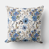 青エレガントヴィンテージ花の花柄 クッション (正面)