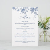 青エレガントヴィンテージ花結婚のディナーメニュー (スタンド正面)