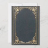 青エレガントヴィンテージ金ゴールド書結婚の 招待状 (裏面)