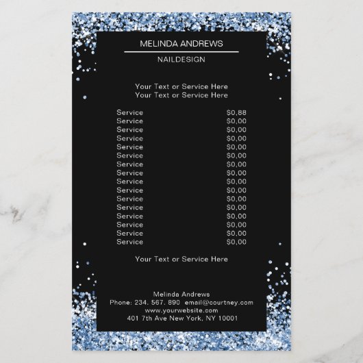 青エレガント両側フライヤー チラシ (裏面)