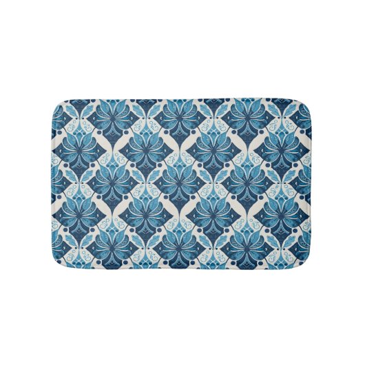 青エレガント入り房保花柄 バスマット (正面)