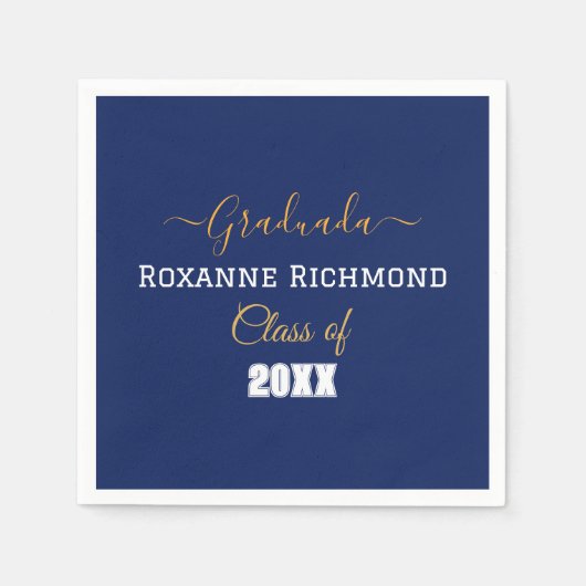 青エレガント写真スペインの卒業 スタンダードカクテルナプキン (正面)