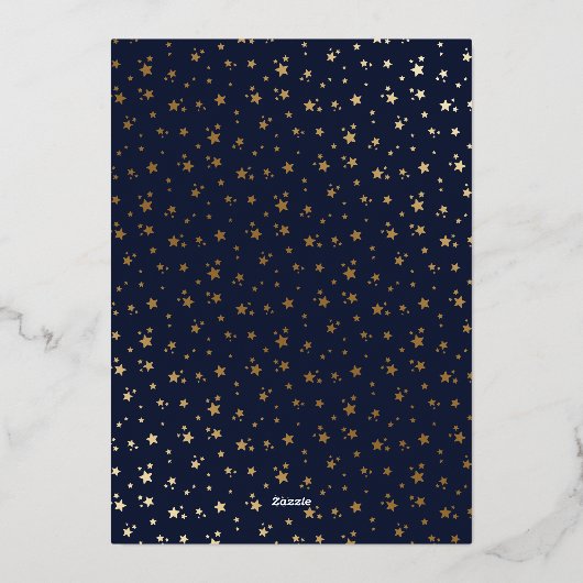 青エレガント写真ハッピーPawlidays金ゴールド 箔シーズンカード (裏面)