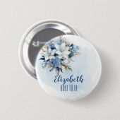 青エレガント冬のフローラシャワー叔母になる 缶バッジ (正面&裏面)