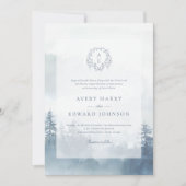 青エレガント冬の水の色結婚の 招待状 (正面)
