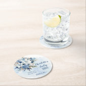 青エレガント冬フローラ少年の赤ちゃんシャワー ラウンドペーパーコースター (インサイチュ)