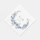 青エレガント刻フローラリース（モノグラム付） スタンダードランチョンナプキン (角)