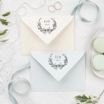 青エレガント刻フローラリース（モノグラム付）