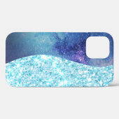 青エレガント勾配モダン銀河系グリッター星 Case-Mate iPhoneケース (裏面 (横))