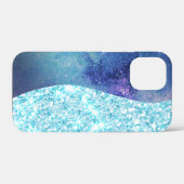 青エレガント勾配モダン銀河系グリッター星 Case-Mate iPhoneケース (裏面 (横))
