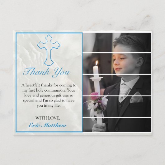 青エレガント十字聖餐会の写真 ポストカード (正面)