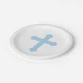 青エレガント十字  ペーパープレート (アングル)