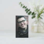 青エレガント卒業写真QRコードカレッジファンド エンクロージャーカード (スタンド正面)