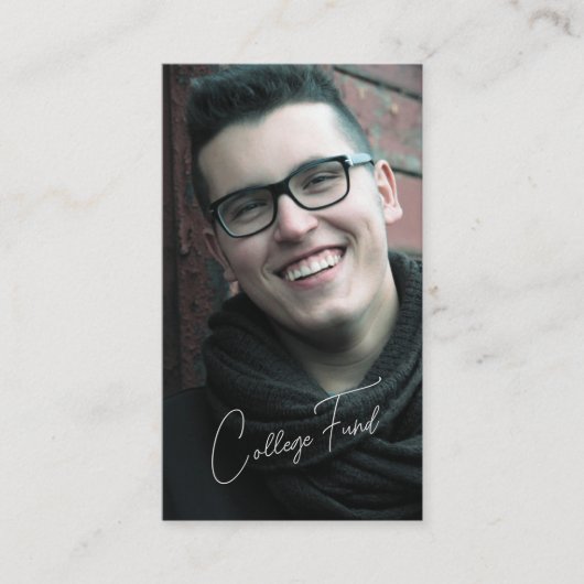 青エレガント卒業写真QRコードカレッジファンド エンクロージャーカード (正面)