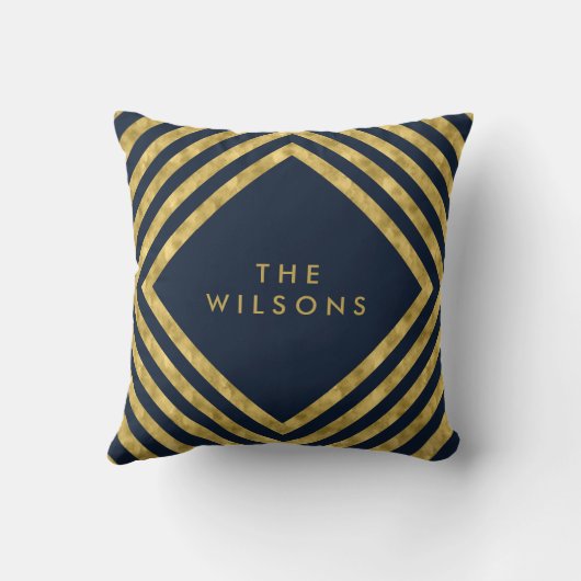 青エレガント名ジオメトリ正方形の線パターン クッション (裏面)