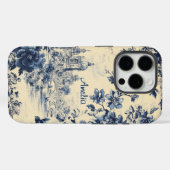 青エレガント城フローラトイレデジュイモノグラム Case-Mate iPhoneケース (裏面 (横))