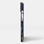 青エレガント夜金ゴールド電話機女 iPhoneケース (左側面)