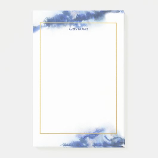 青エレガント大グラデーション理石パーソナライズされた ポストイット (正面)