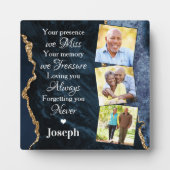 青エレガント大理石の記念碑3 フォトプラーク (正面)