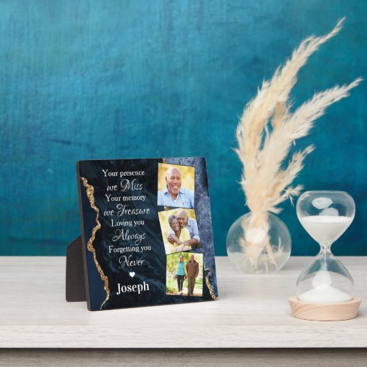 青エレガント大理石の記念碑3 フォトプラーク (インサイチュ)