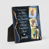 青エレガント大理石の記念碑3 フォトプラーク (正面)