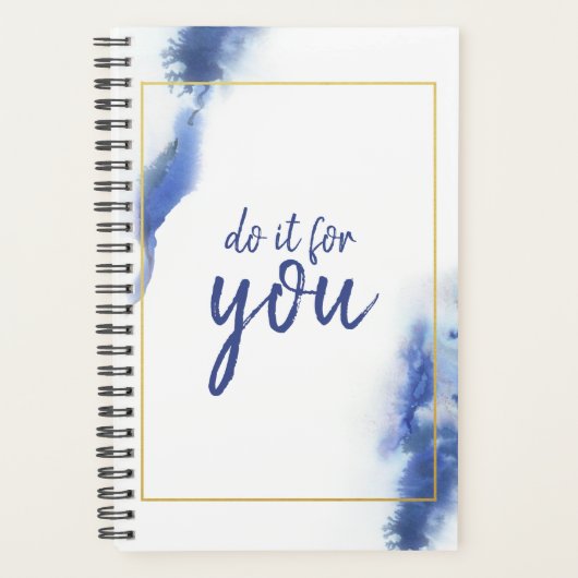 青エレガント大理石グラデーションあなたのためにそれをする引用文 プランナー手帳 (正面)