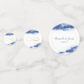 青エレガント大理石グラデーション金ゴールドラブインフィニティ コンフェッティ (正面)