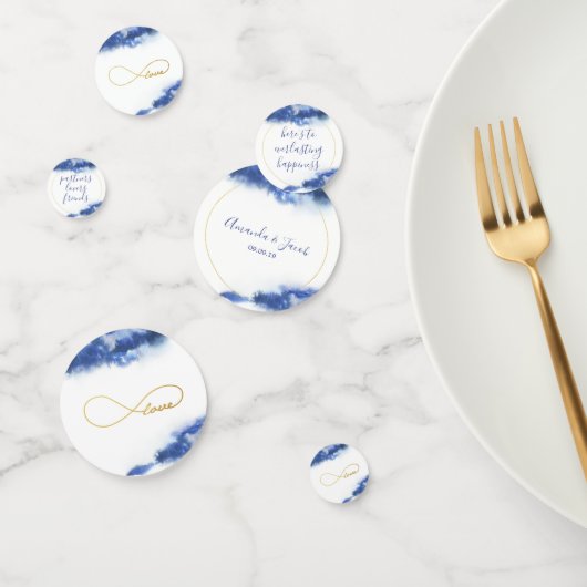 青エレガント大理石グラデーション金ゴールドラブインフィニティ コンフェッティ (グループ)