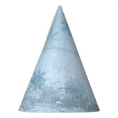青エレガント大理石グリッター雪片パターン パーティーハット (左)