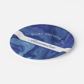 青エレガント大理石ゲート赤ちゃんシャワー ペーパープレート (アングル)