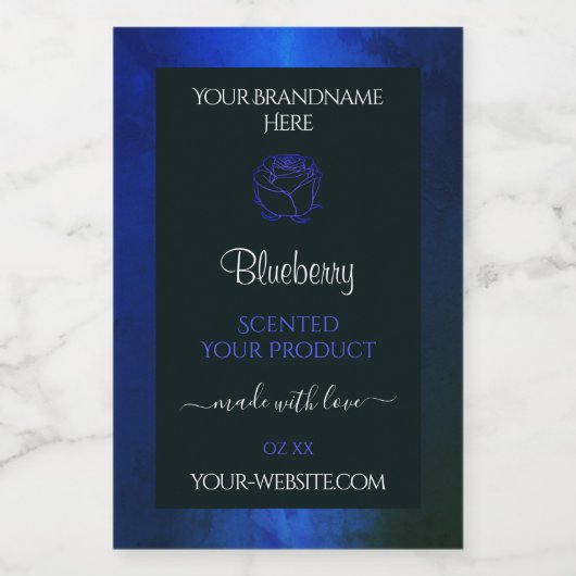 青エレガント大理石パターンフローラ製品ラベル フードラベル (シングルラベル)