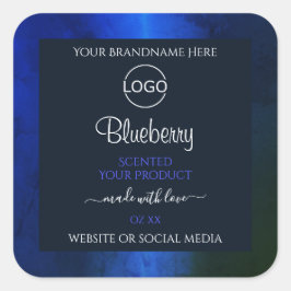 青エレガント大理石パターン製品ラベル追加ロゴ スクエアシール