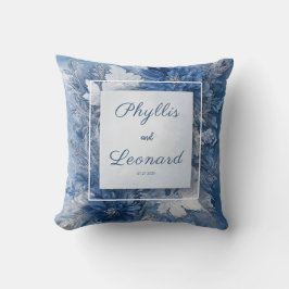 青エレガント大理石フローラ結婚ズ クッション