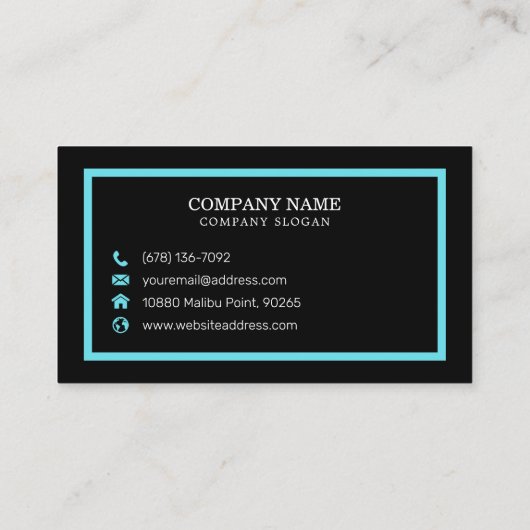 青エレガント大理石上の青フレーム |名刺 名刺 (裏面)