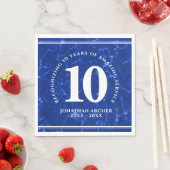 青エレガント大理石10年勤続記念日 スタンダードランチョンナプキン (インサイチュ)