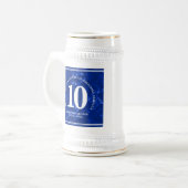 青エレガント大理石10年勤続記念日 ビールジョッキ (正面左)
