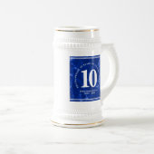青エレガント大理石10年勤続記念日 ビールジョッキ (正面右)