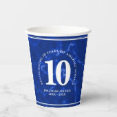 青エレガント大理石10年勤続記念日 紙コップ (正面)