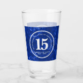 青エレガント大理石15年勤続記念日 タンブラーグラス (裏面)