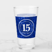 青エレガント大理石15年勤続記念日 タンブラーグラス (正面)