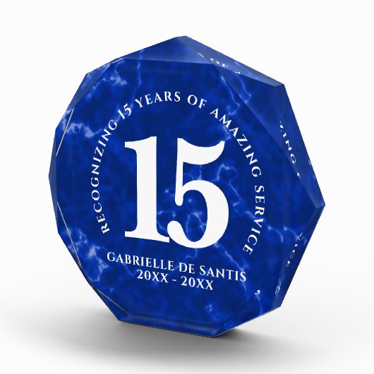 青エレガント大理石15年勤続記念日 フォトブロック (右)