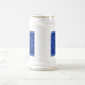 青エレガント大理石5年勤続記念日 ビールジョッキ (中央)