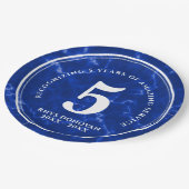 青エレガント大理石5年勤続記念日 ペーパープレート (アングル)