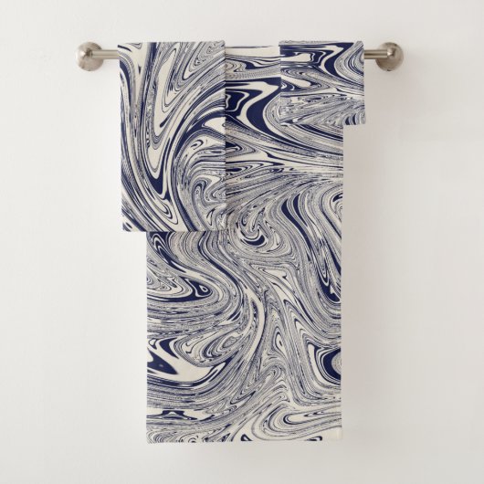 青エレガント大理石 バスタオルセット (インサイチュ)