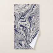 青エレガント大理石 バスタオルセット (ハンドタオル)