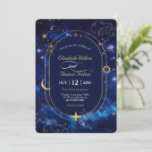青エレガント天体結婚式招待状 招待状 (スタンド正面)