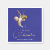 青エレガント天使の賛美バプテス金ゴールド書道 スタンダードカクテルナプキン (正面)