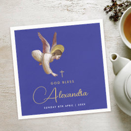 青エレガント天使の賛美バプテス金ゴールド書道 スタンダードカクテルナプキン