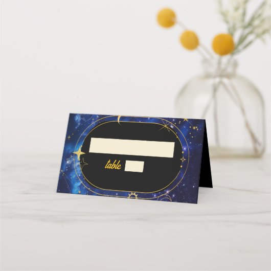 青エレガント天結婚星 プレイスカード (正面)