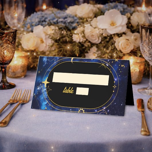 青エレガント天結婚星 プレイスカード